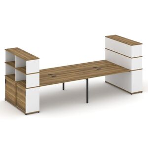 Рабочая станция с опорными шкафами купе с надставкой высокой