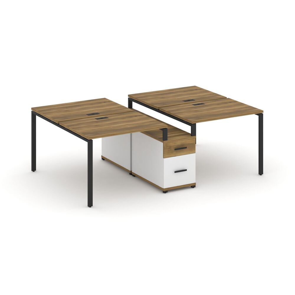 Рабочая станция на 4 места с двухсторонней опорной тумбой