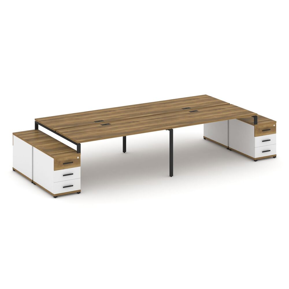 Рабочая станция на 4 места с двумя двухсторонними опорными тумбами