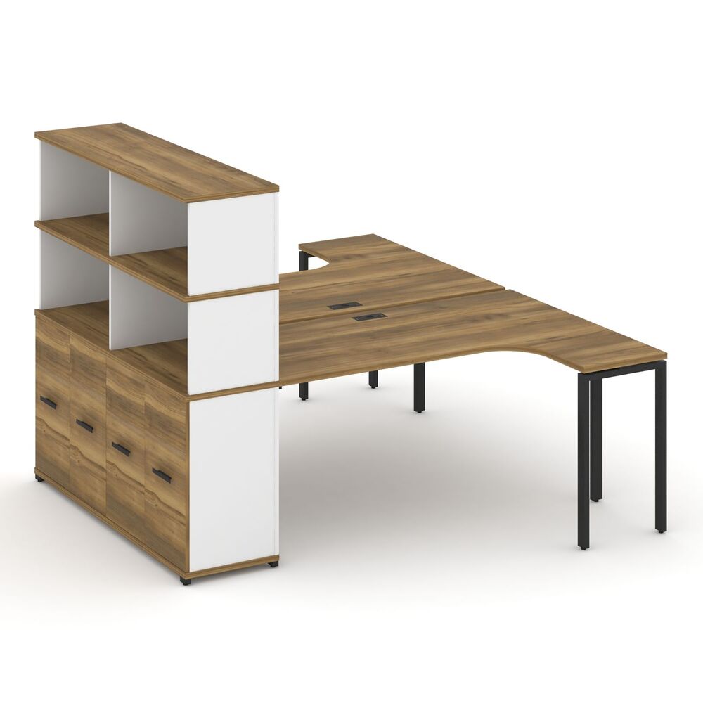 Рабочая станция с опорным распашным шкафом с надставкой высокой