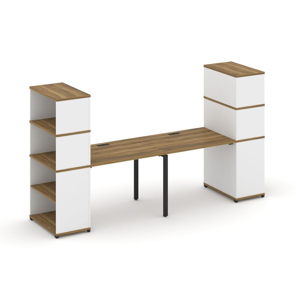 Рабочая станция с опорными стеллажами с надставкой высокой