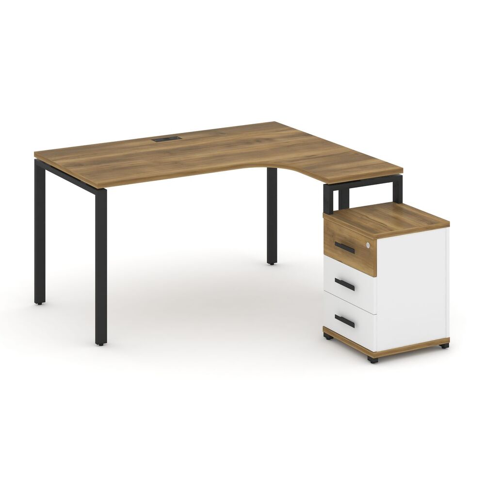 Стол эргономичный правый с опорной тумбой