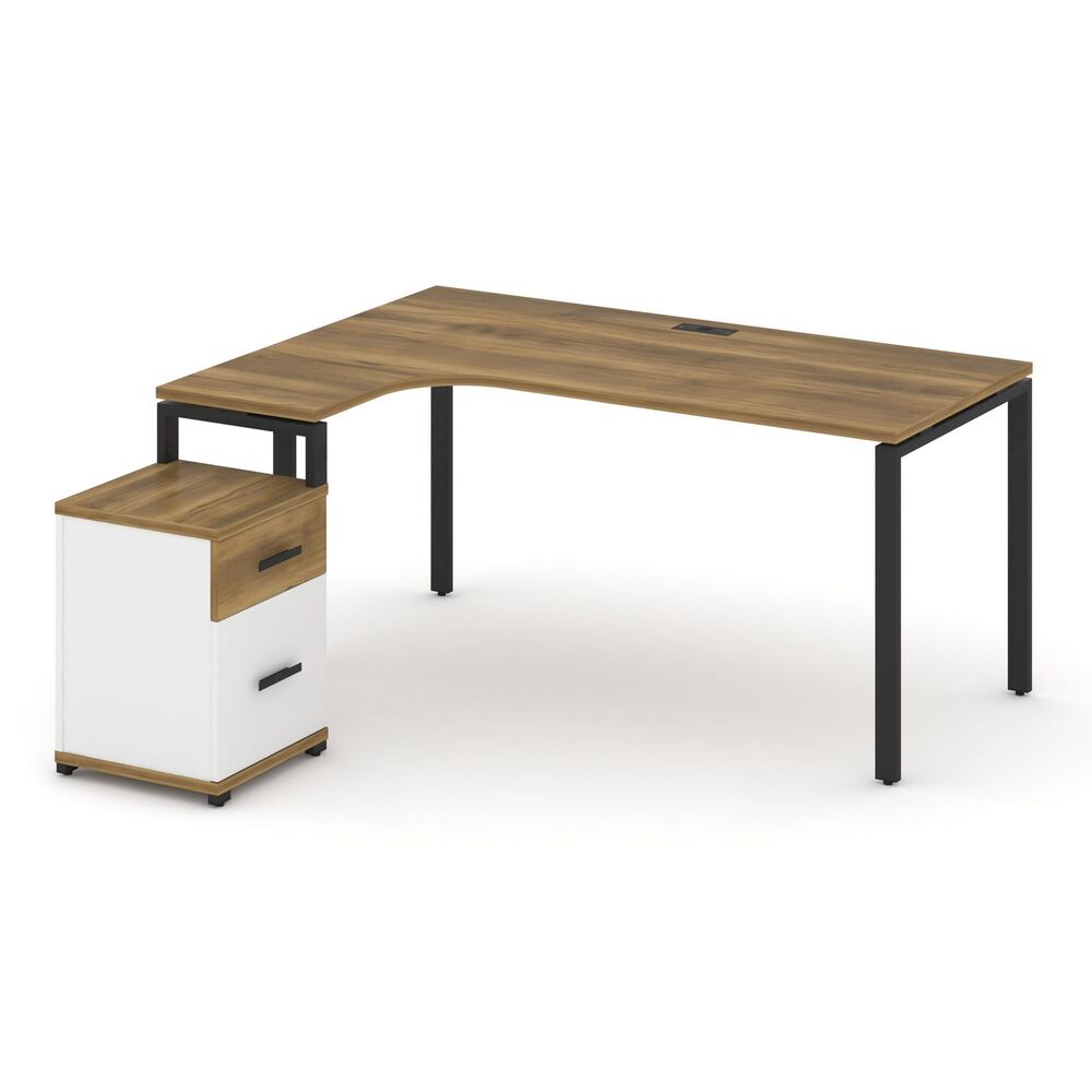 Стол эргономичный левый с опорной тумбой