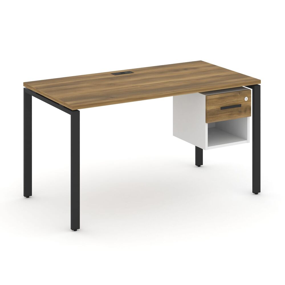 Стол рабочий с подвесной тумбой одной открытой нишей и одним ящиком