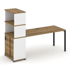 Стол рабочий с опорным шкафом купе с надставкой высокой