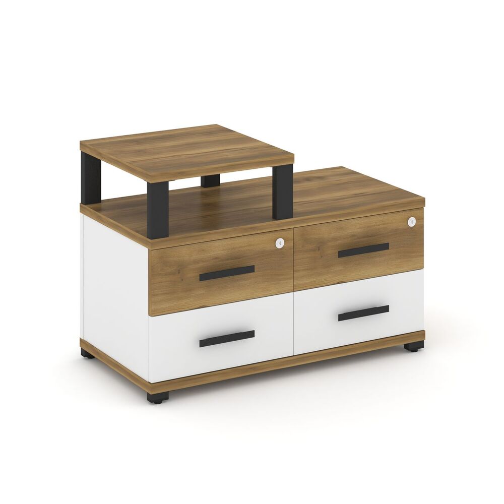 Тумба приставная широкая 4 ящика с надставкой узкой