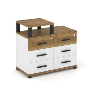 Тумба приставная широкая 6 ящиков с надставкой узкой