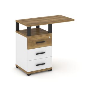 Тумба приставная узкая 3 ящика со свесом с надставкой широкой