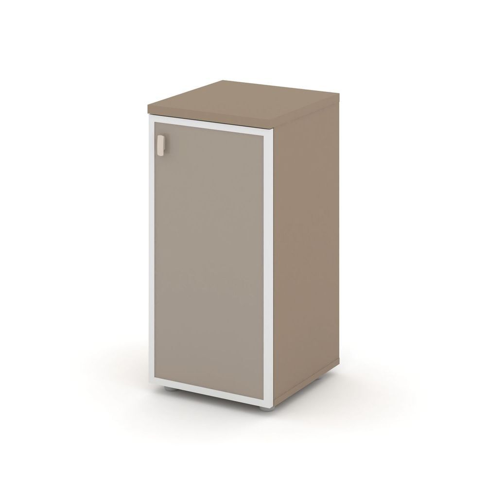 Шкаф низкий узкий правый (1 низкий фасад стекло лакобель в раме)