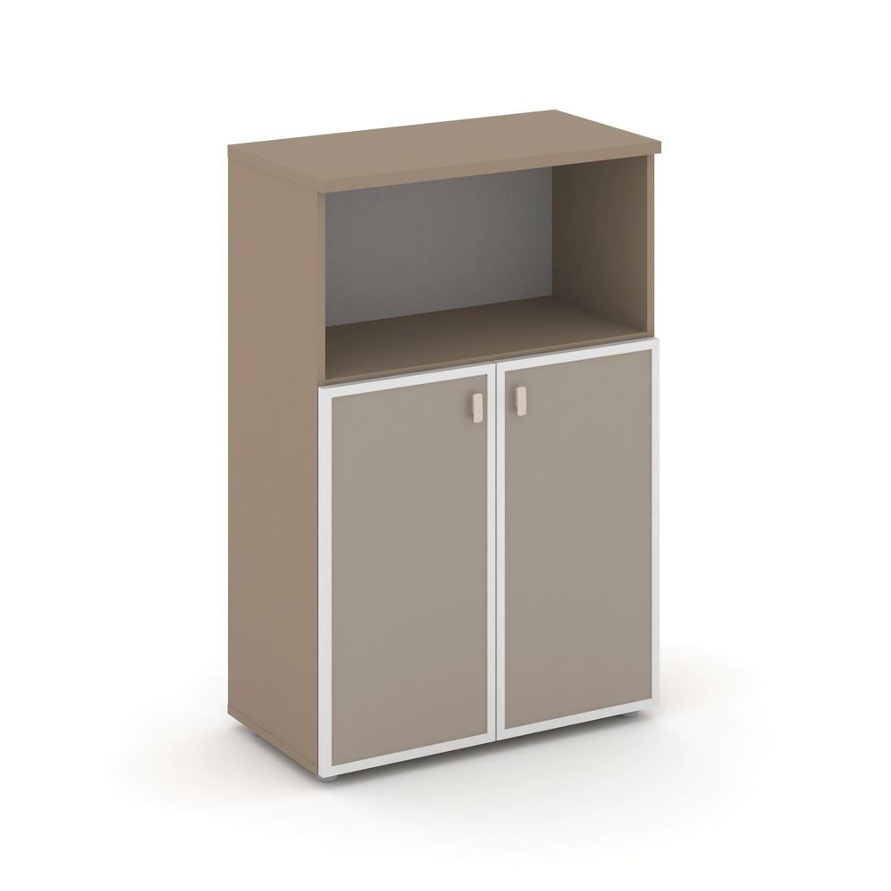 Шкаф средний широкий (2 низких фасада стекло лакобель в раме)