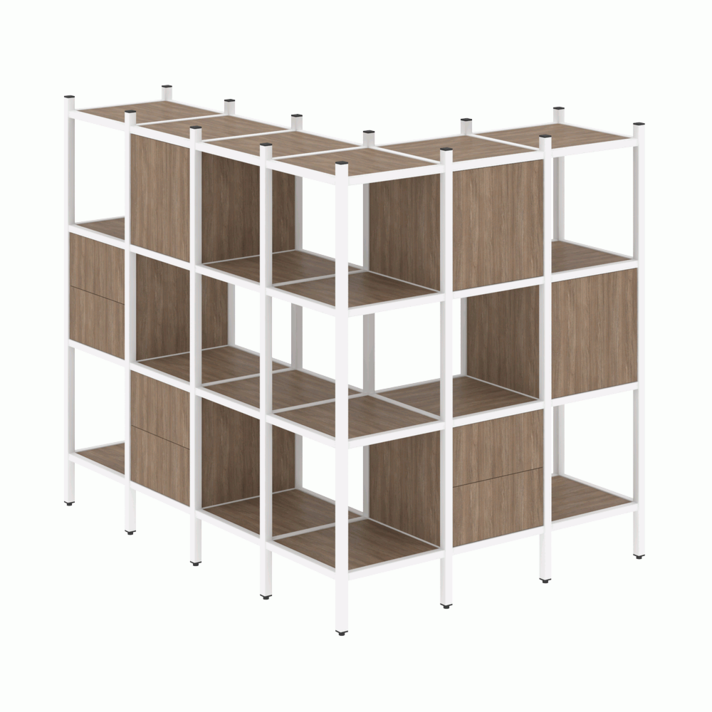 Угловой внешний стеллаж наборный