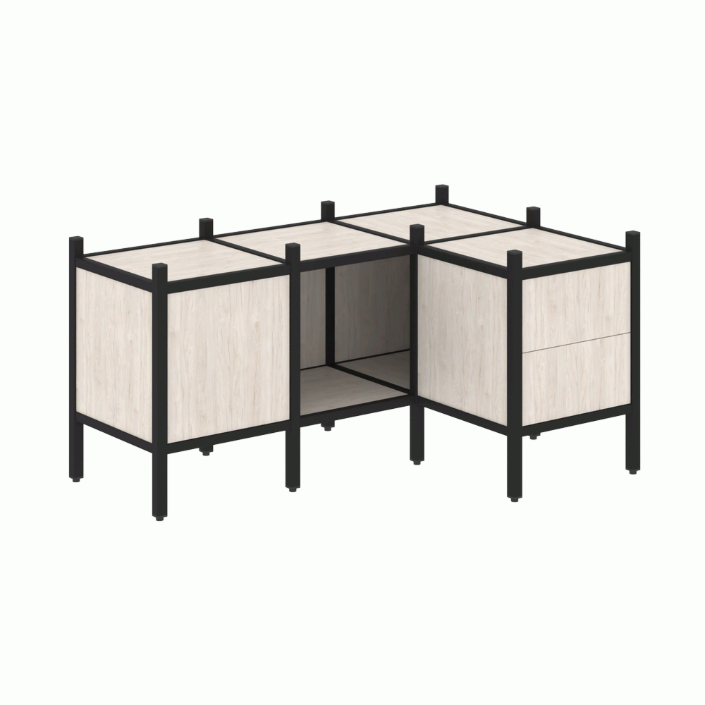 Угловой внутренний стеллаж наборный