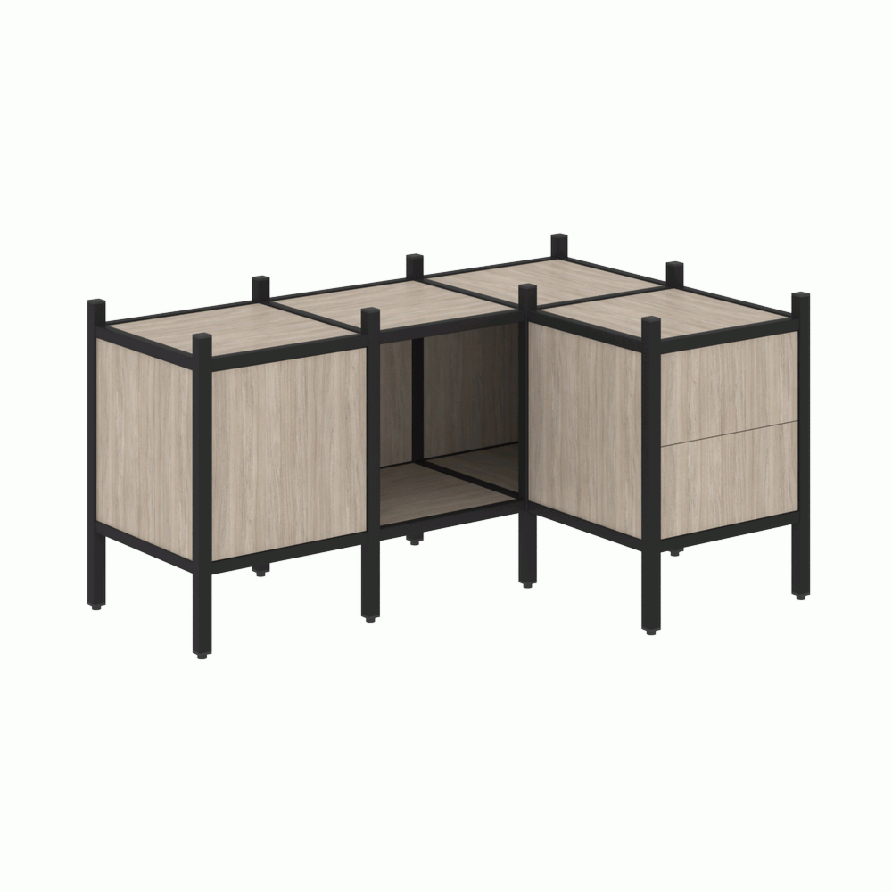 Угловой внутренний стеллаж наборный