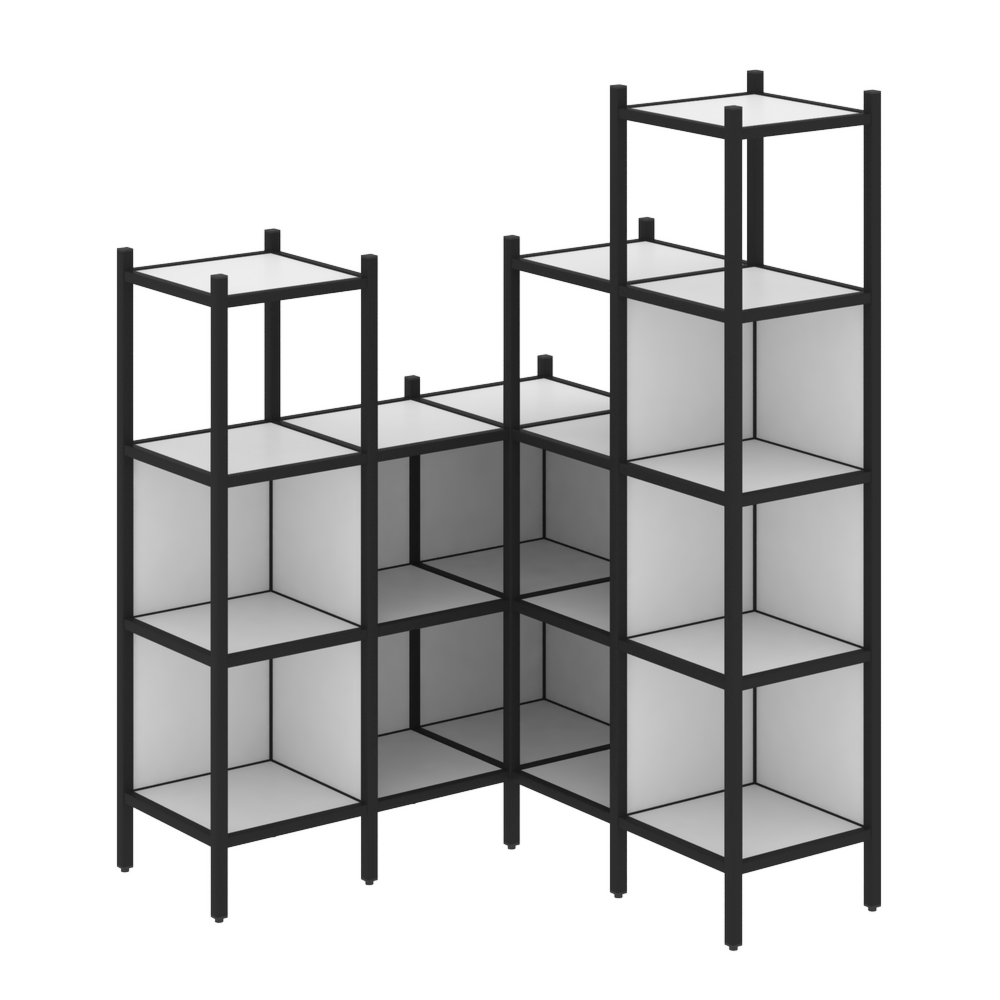 Угловой внутренний стеллаж наборный