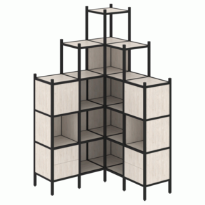 Угловой внутренний стеллаж наборный