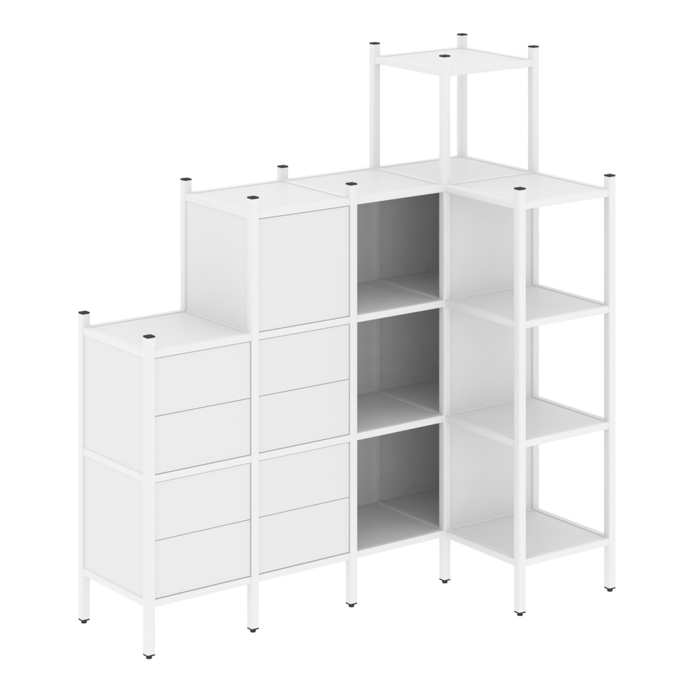 Угловой внутренний стеллаж наборный