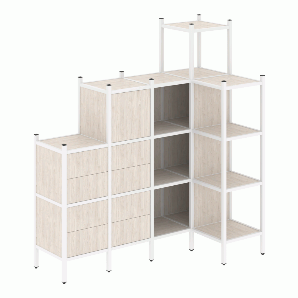 Угловой внутренний стеллаж наборный