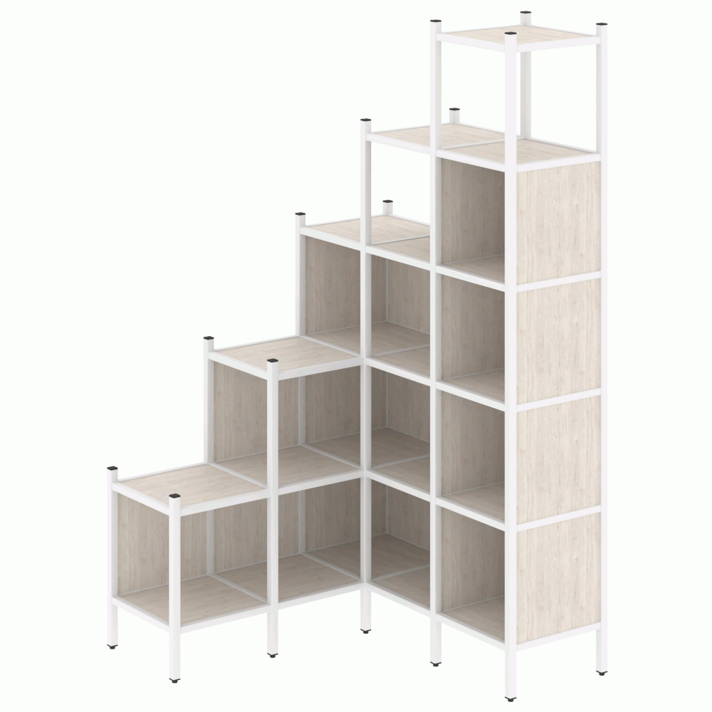 Угловой внутренний стеллаж наборный