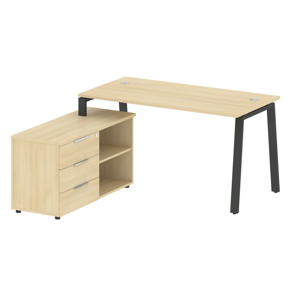 Рабочая станция на А-образном м/к с опорной тумбой левая