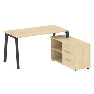 Рабочая станция на А-образном м/к с опорной тумбой правая