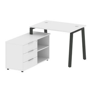 Рабочая станция на А-образном м/к с опорной тумбой левая