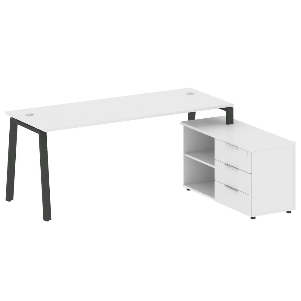 Рабочая станция на А-образном м/к с опорной тумбой правая