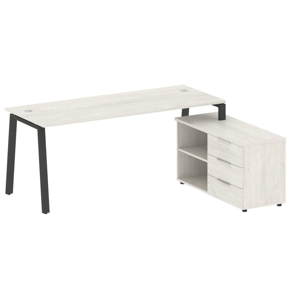 Рабочая станция на А-образном м/к с опорной тумбой правая