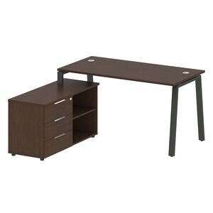 Рабочая станция на А-образном м/к с опорной тумбой левая