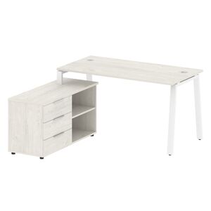 Рабочая станция на А-образном м/к с опорной тумбой левая