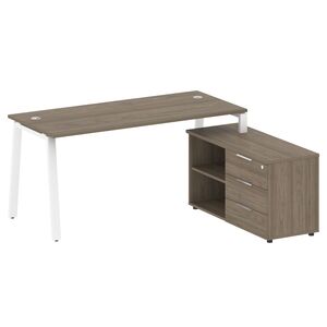 Рабочая станция на А-образном м/к с опорной тумбой правая