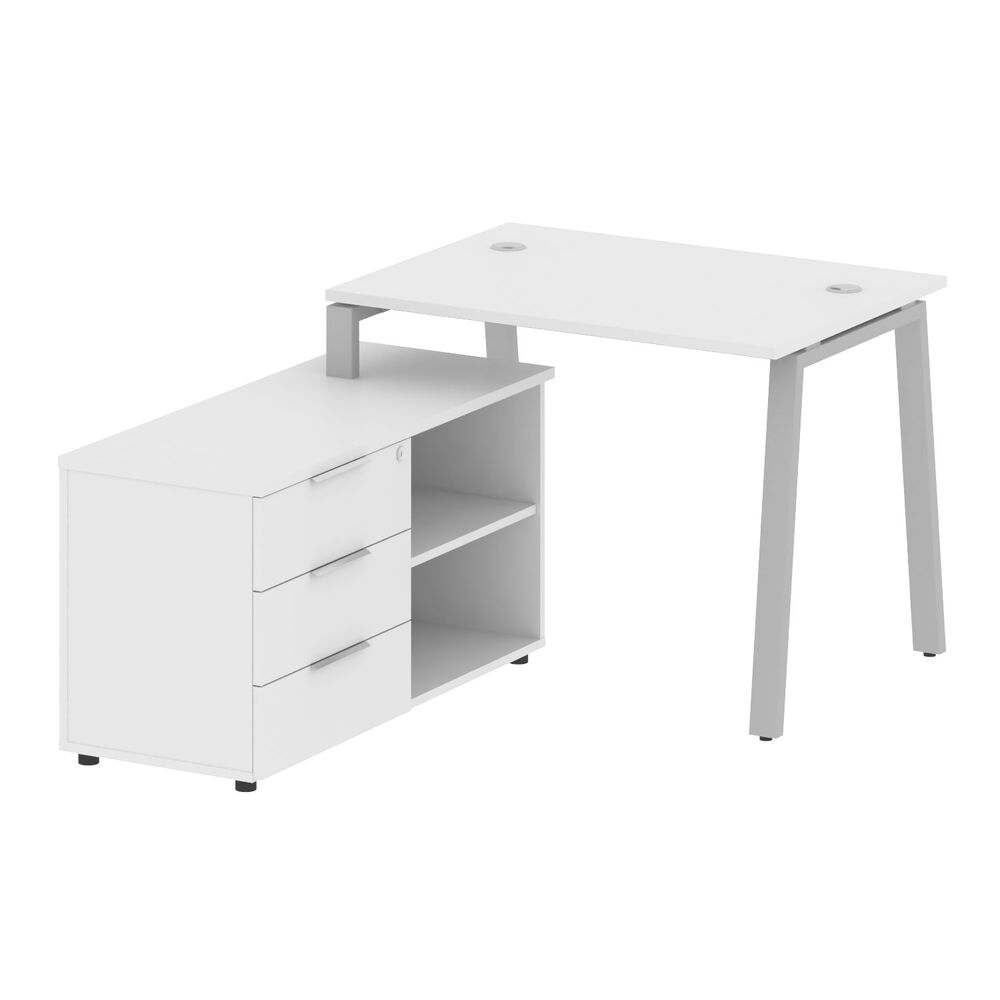 Рабочая станция на А-образном м/к с опорной тумбой левая