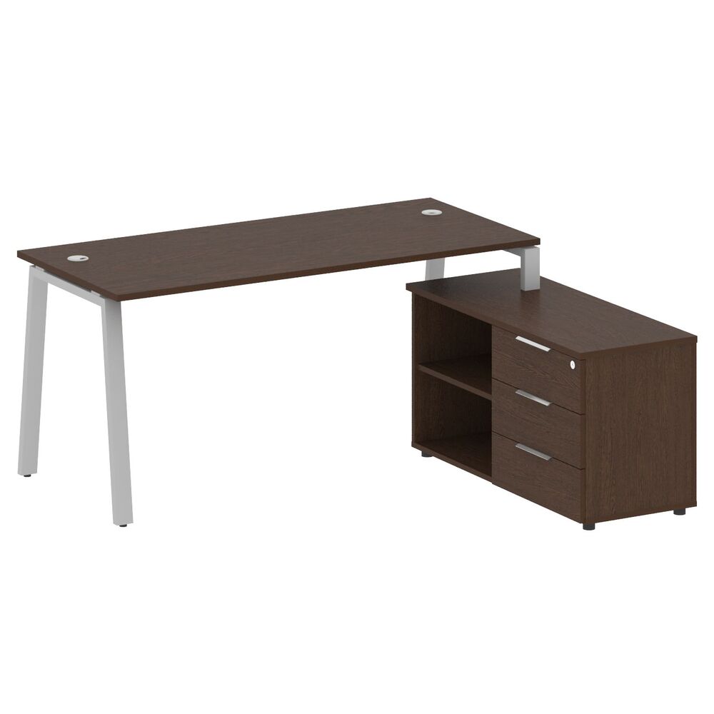 Рабочая станция на А-образном м/к с опорной тумбой правая