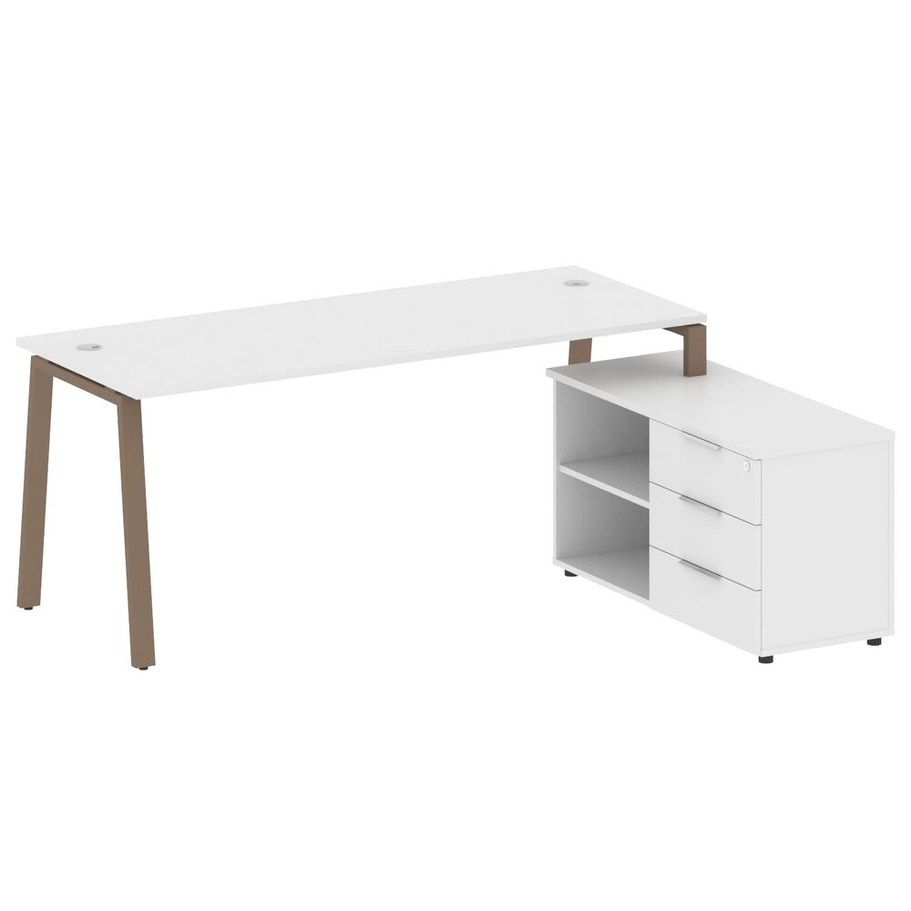 Рабочая станция на А-образном м/к с опорной тумбой правая