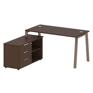 Рабочая станция на А-образном м/к с опорной тумбой левая