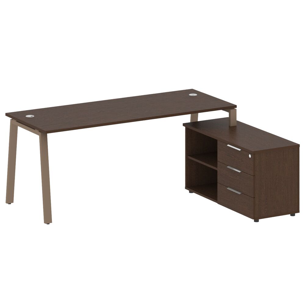 Рабочая станция на А-образном м/к с опорной тумбой правая