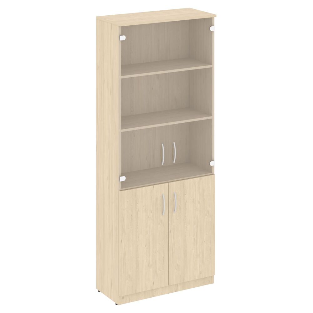 Шкаф высокий широкий (2 низкие двери ЛДСП, 2 средние двери стекло)