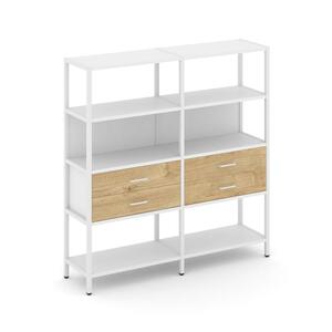 Двухсекционный стеллаж четырехярусный с ящиками