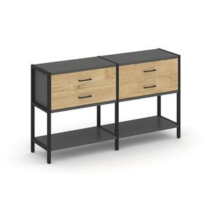 Двухсекционный стеллаж двухярусный с ящиками