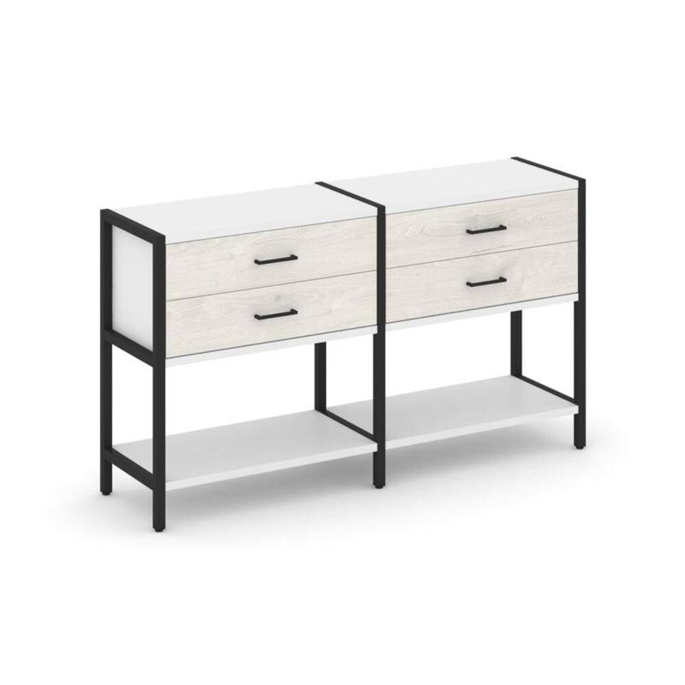 Двухсекционный стеллаж двухярусный с ящиками