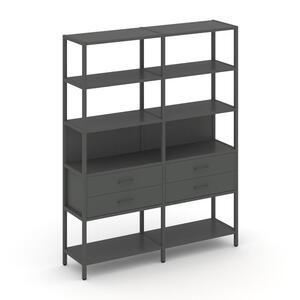 Двухсекционный стеллаж пятиярусный с ящиками