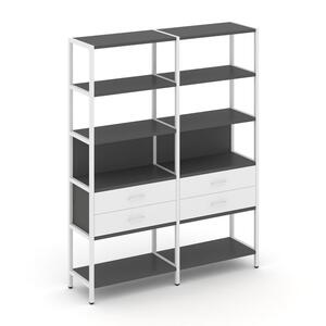 Двухсекционный стеллаж пятиярусный с ящиками