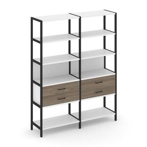 Двухсекционный стеллаж пятиярусный с ящиками