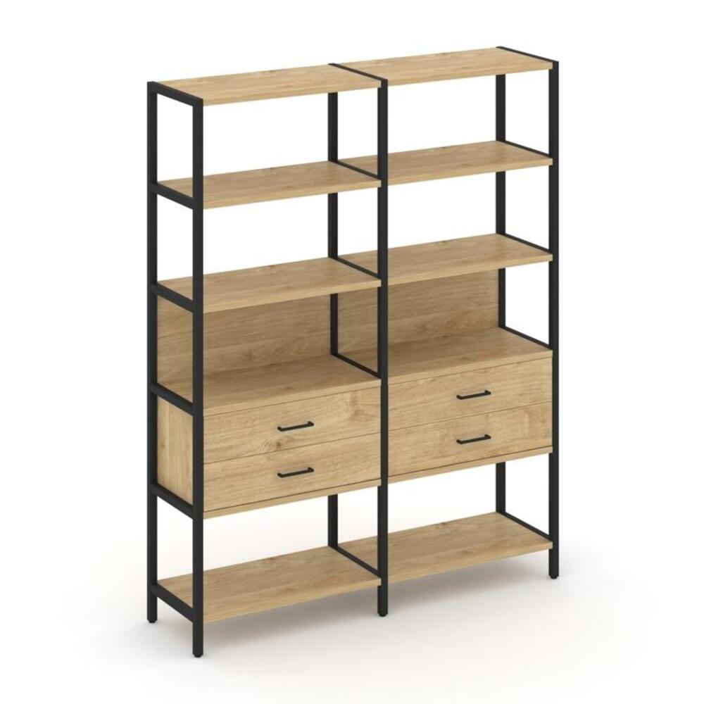 Двухсекционный стеллаж пятиярусный с ящиками