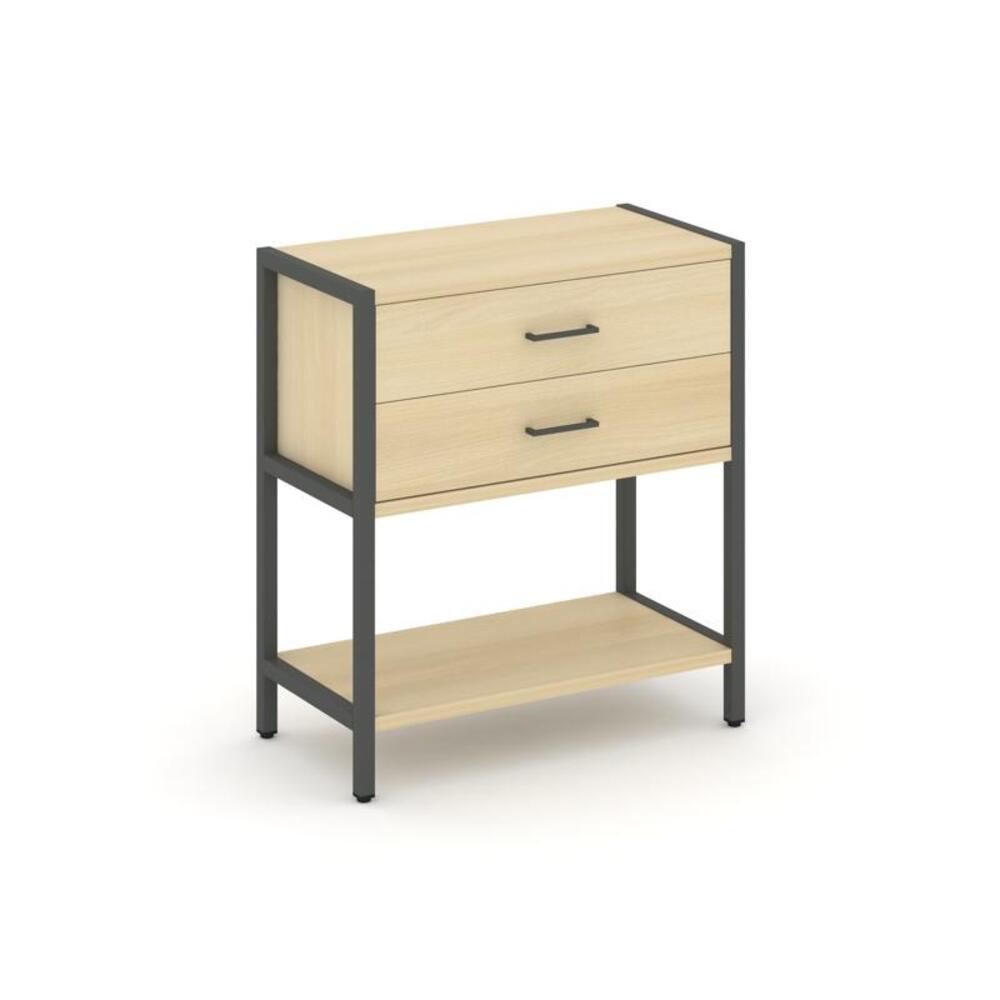 Односекционный стеллаж двухярусный с ящиками