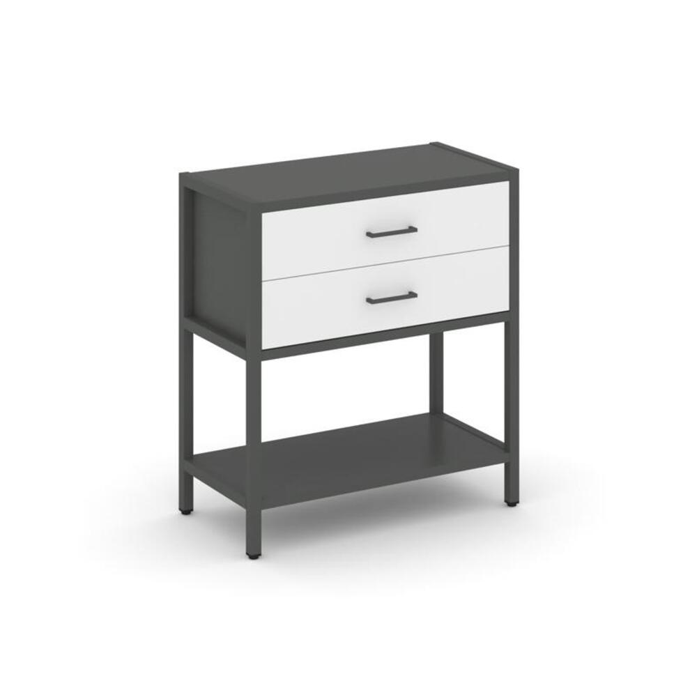 Односекционный стеллаж двухярусный с ящиками