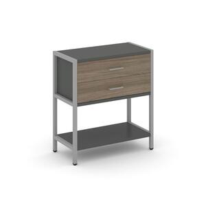 Односекционный стеллаж двухярусный с ящиками