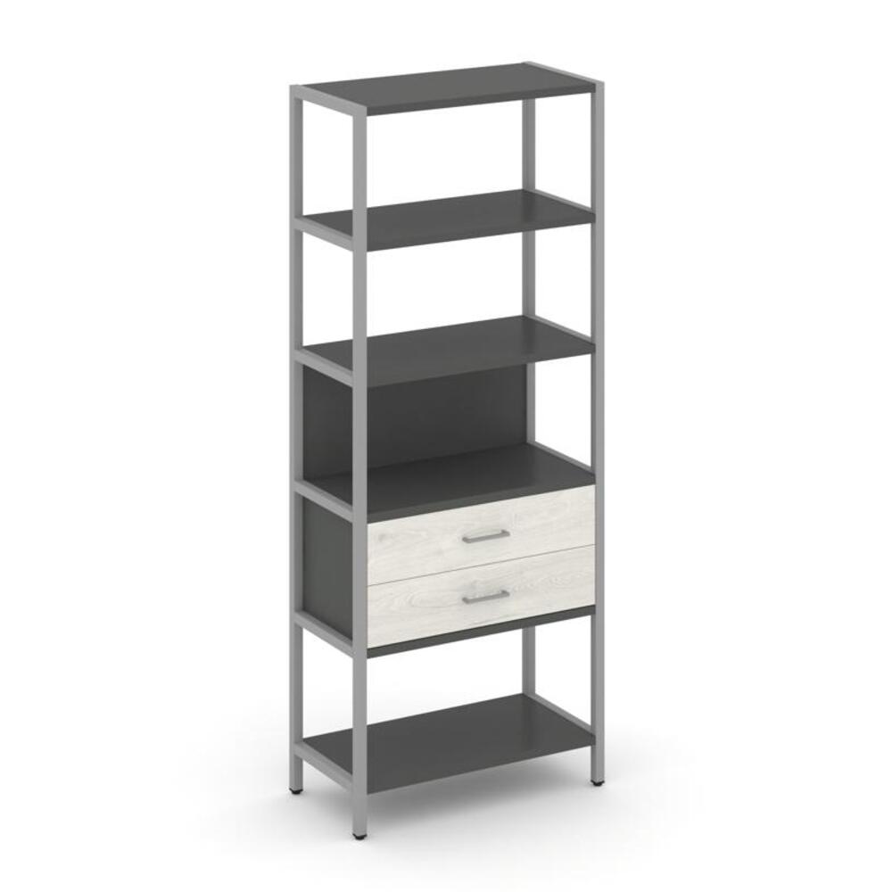 Односекционный стеллаж пятиярусный с ящиками