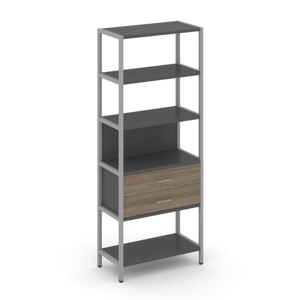 Односекционный стеллаж пятиярусный с ящиками