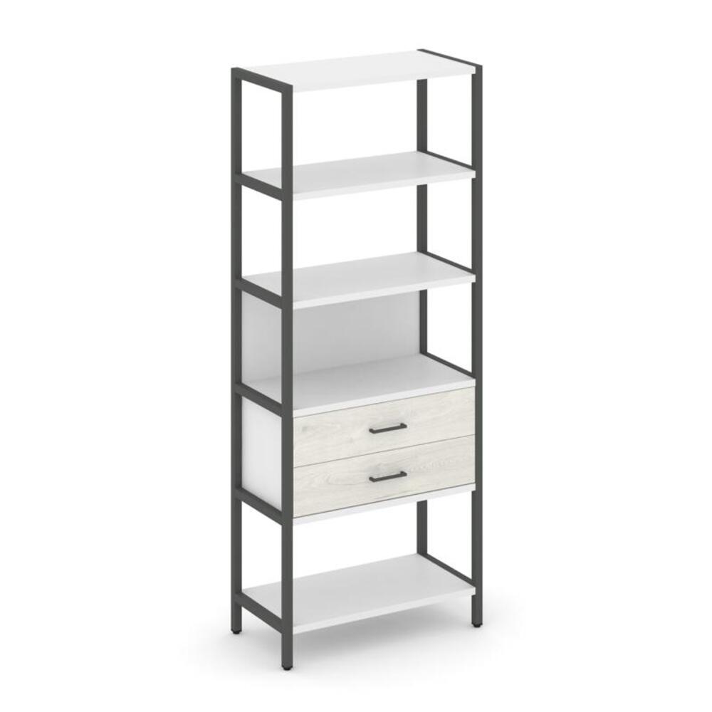 Односекционный стеллаж пятиярусный с ящиками