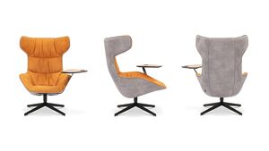 Кресло на крестовине со столиком слева, мягкое